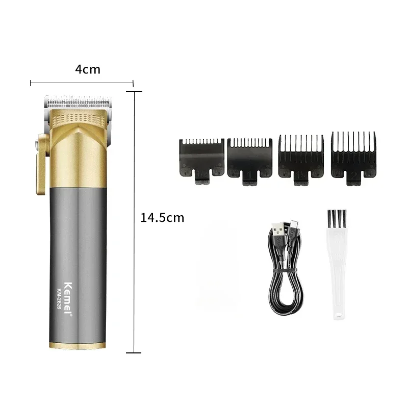 Usb Rechargeable Professional Electric Trimmer Km-2626 Type-C High Power Professional Cordless Rechargeable Hair Clipper Trimmer