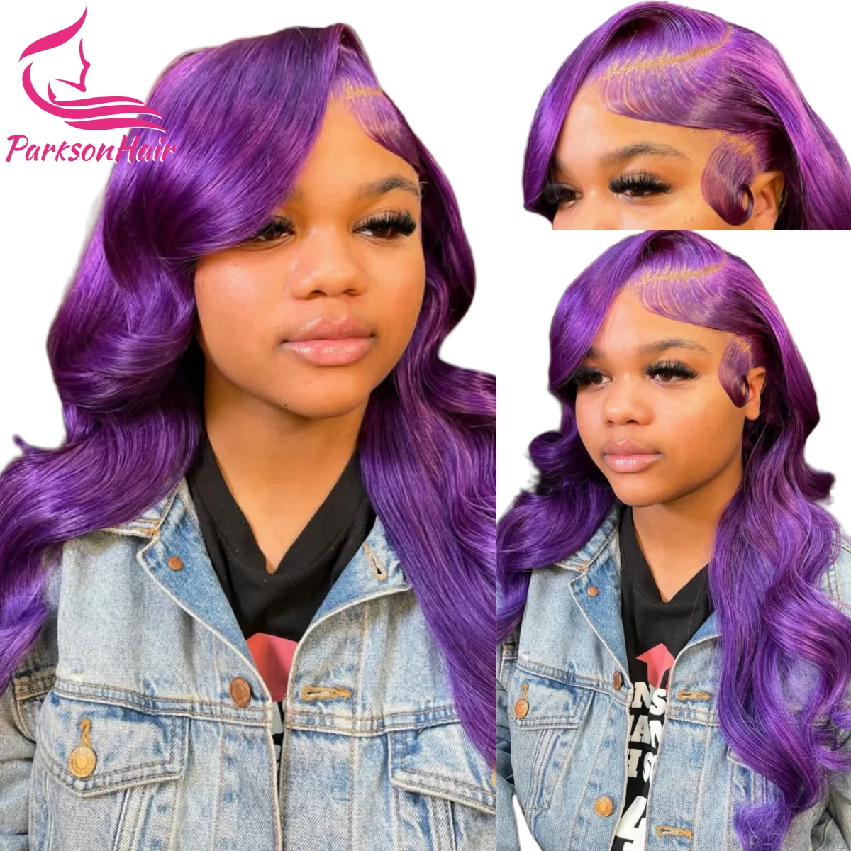

13x4 Purple Colored Lace Front Wig Body Wave Brazilian Raw Human Hair Pre Plucked Lace Frontal Wigs For Women Human Hair Wig
