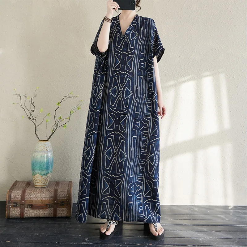 

Новая летняя хлопково-льняная свободная юбка с v-образным вырезом больших размеров, простая праздничная длинная длинная женская пляжная юбка, длинные юбки