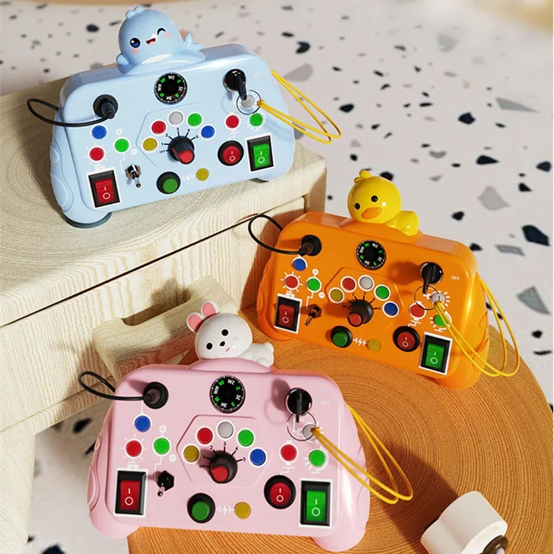 

Cartoon Montessori Busy Board Sensory Toys with LED Light Switch Control Board Travel Activities Children Game for 2-4 Years Old