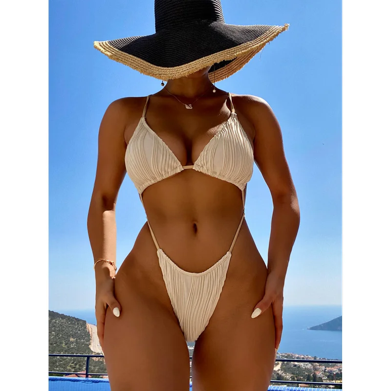 New solid color one-piece swimsuit in stock, sexy one-piece swimsuit, fashionable women's swimwear wholesale