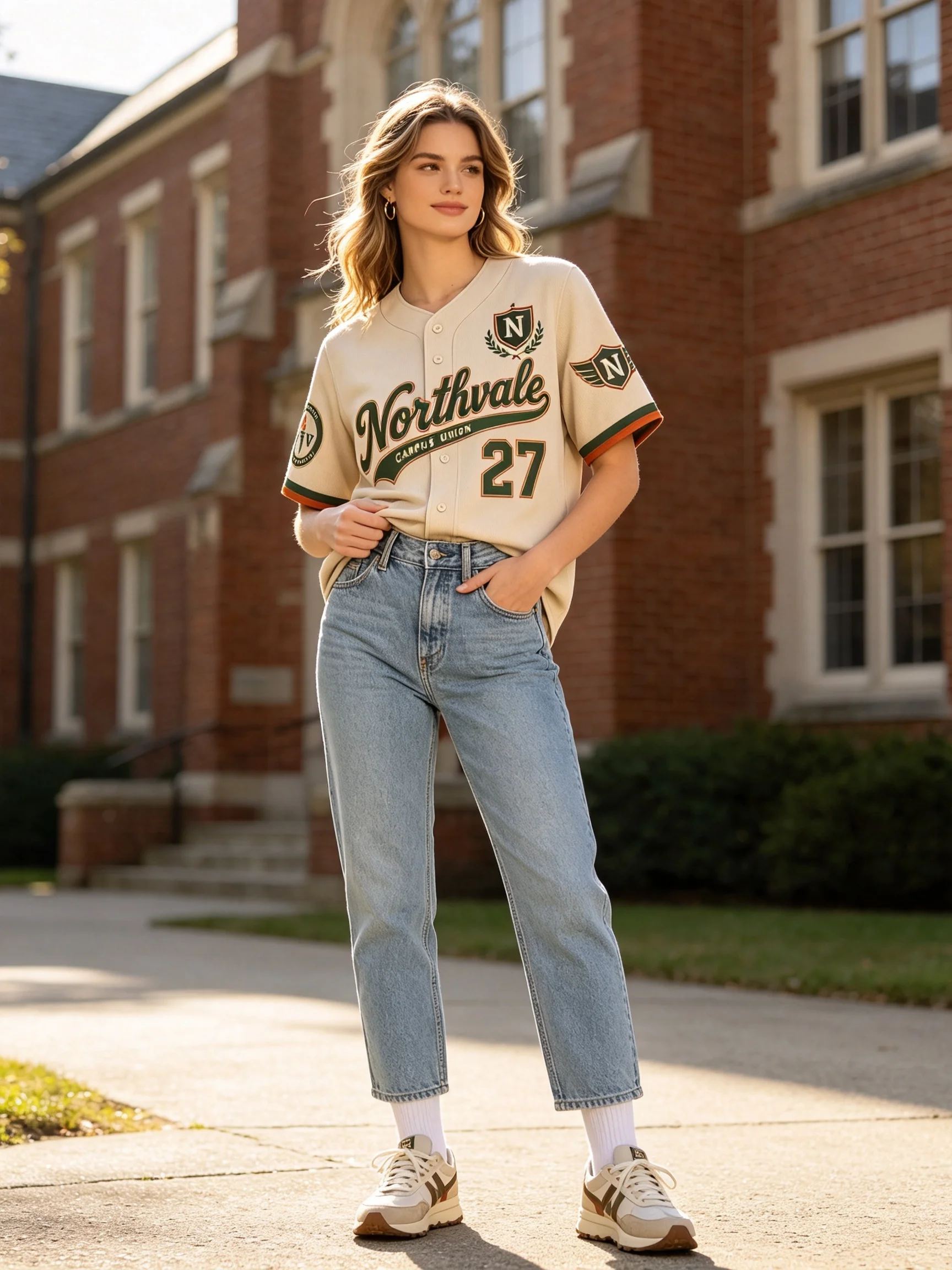Women's Autumn Baseball Jersey Number 27 Collegiate Button Down Short Sleeve Casual Sport Streetwear