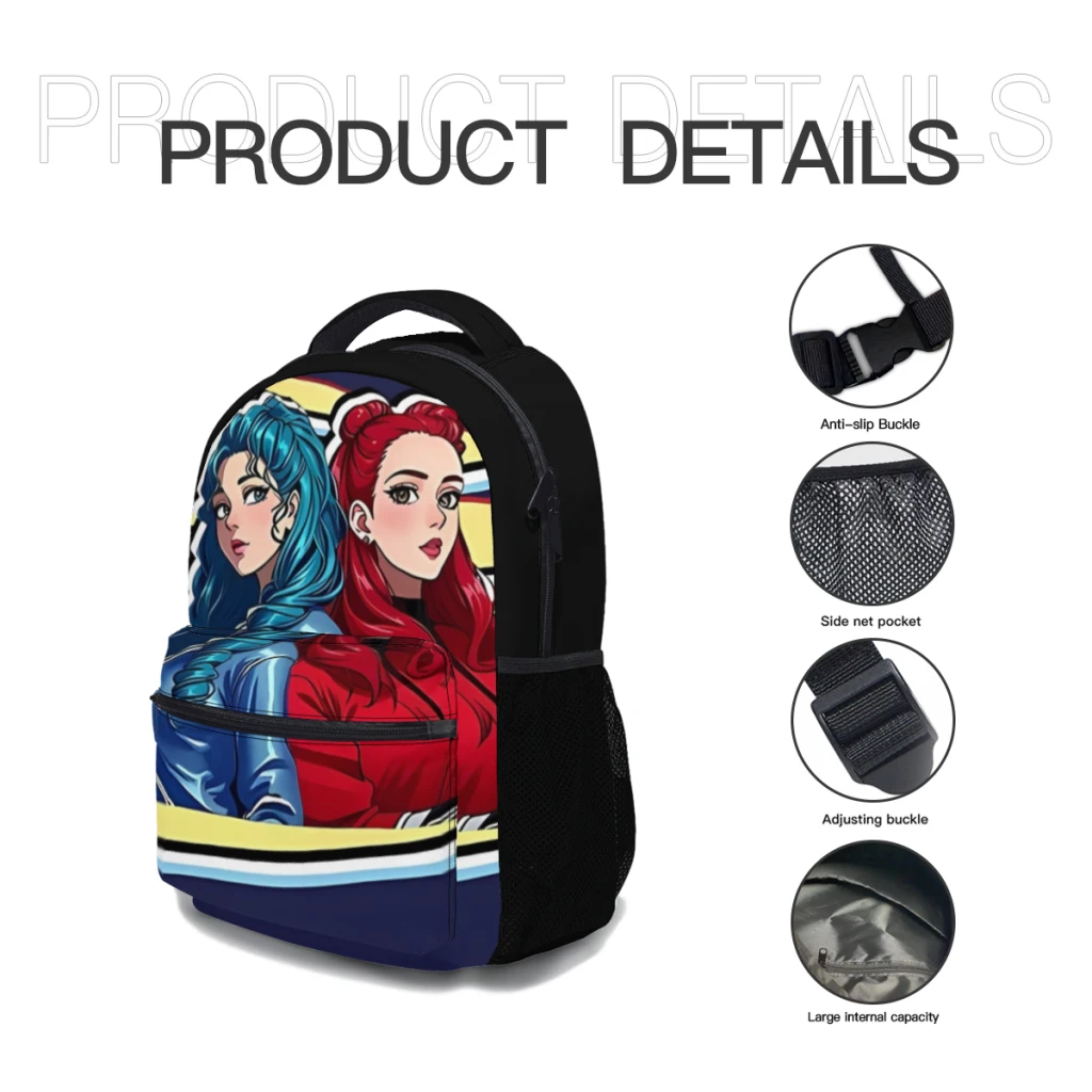 Descendants 4 The Rise Of Red Kylie Cantrall and Malia Baker Anime Manga Comics Pop Backpack Bag Duża pojemność Modna torba na książki