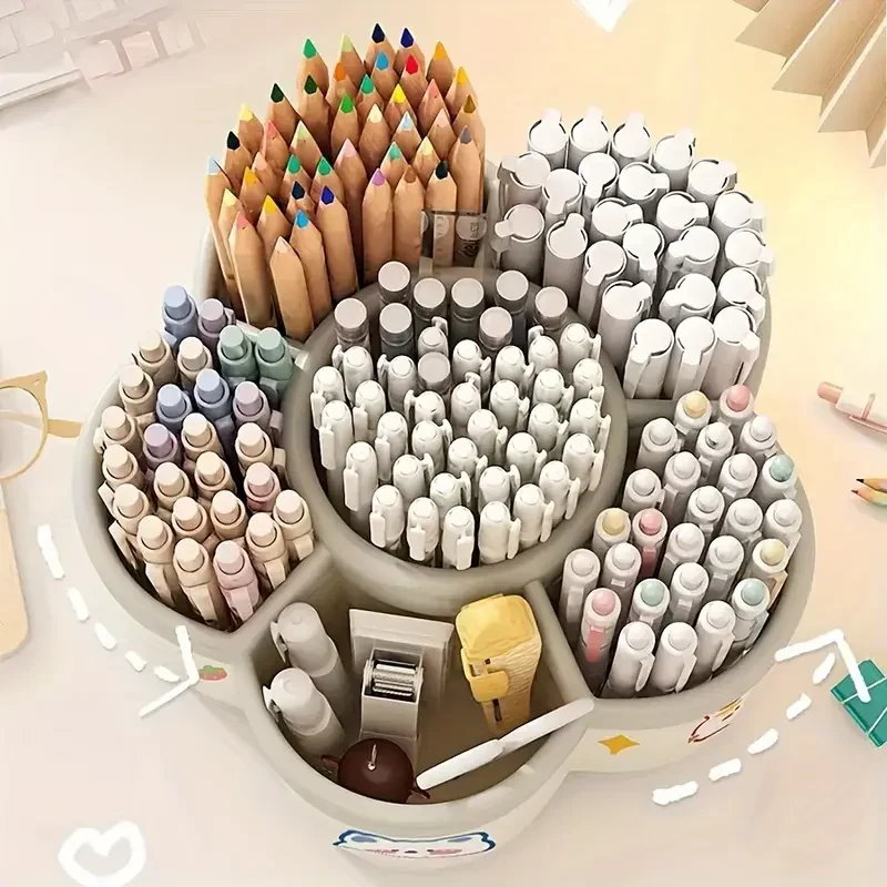 

306 ° Вращающийся настольный органайзер большой емкости, милый держатель для ручек, пенал для хранения канцелярских принадлежностей для офиса и школьных принадлежностей