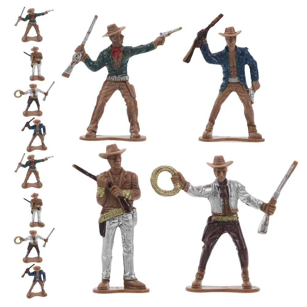 

12 Pcs Western Cowboy Figure Toys American Statues Plastic Farm Character Model