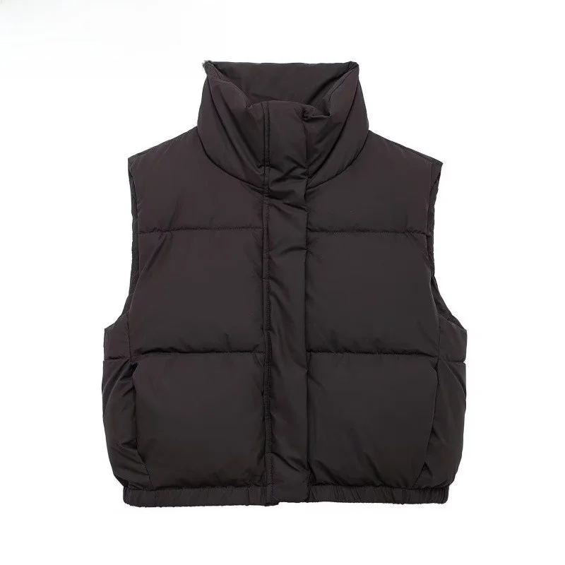 

Autumn Winter Women's Stand Collar Svel Heat Pred ort Vest oulder Pad Cotton Jaet 255824 Faion Ladies Vest