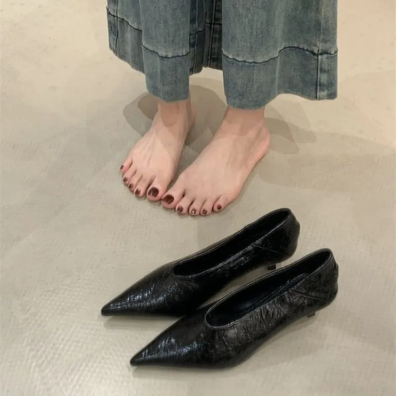 

Fashion Pointed Toe Thin Heel Women Office Pumps Shallow Slip On Party Dress Shoes Spring Autumn Commuter Footwear