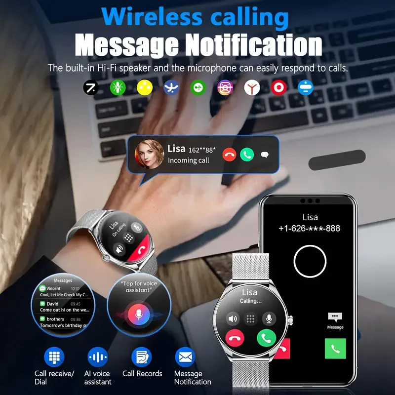 2025 New Ultra Thin Smart Watch Men 1.43" AMOLED Display Always Show Time Bluetooth Call Heart Rate Smartwatch Ladies For HUAWEI