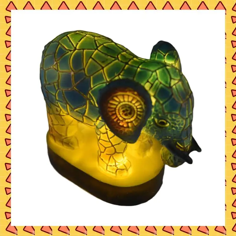 

A008 2X Animal Table Lamp Dyed Resin Elephant Lamp Desktop Night Light Table Night Light,3D Stained Animal Night Light Lamp
