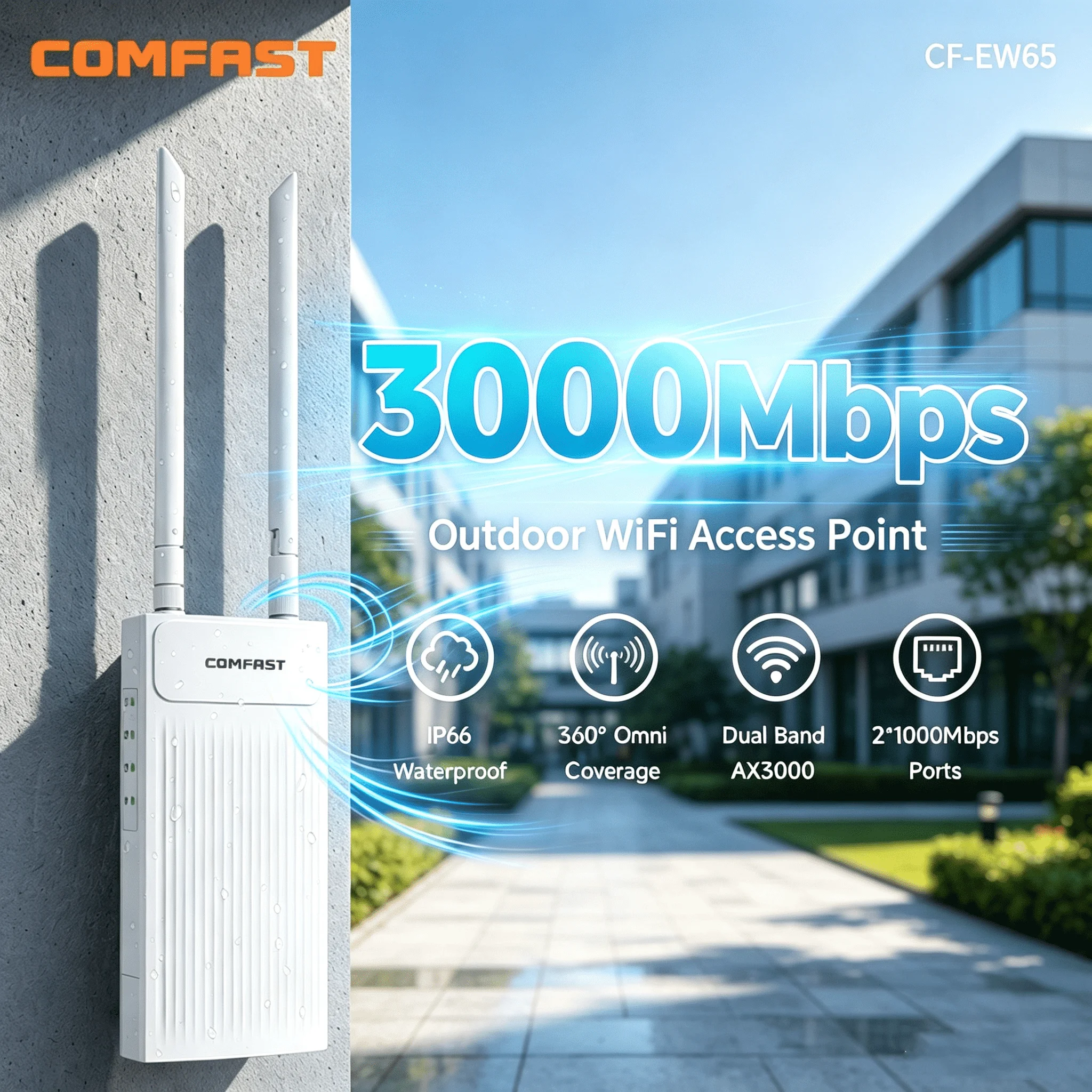 COMFAST 48V POE High Power Outdoor AP Repeater 1200Mbps Dual Band Access Point Wifi 360 Degree Omnidirectional Antenna Router