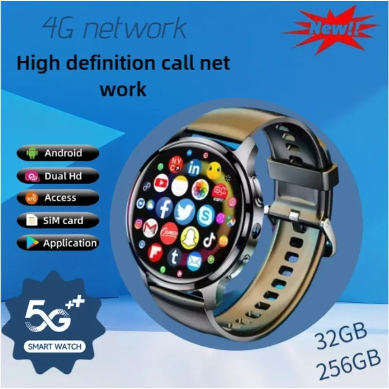 

4GFull Netcom Android 9.0 4G Смарт-часы 1,43-дюймовый Amoled-экран 8 ГБ + 128 ГБ GPS WIFI Видеозвонок 5-мегапиксельная камера Q85 Smartwatch