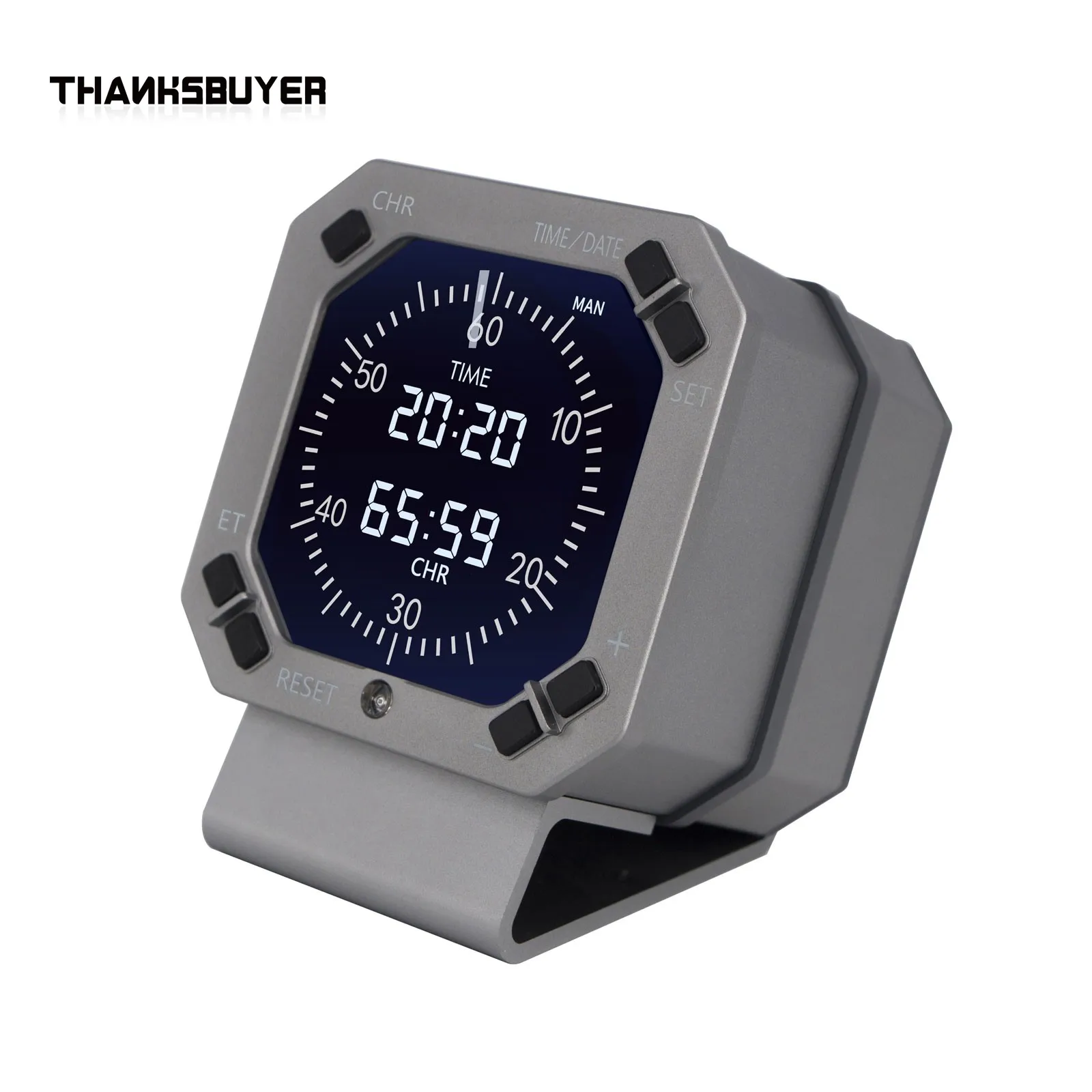 Simplayer FCS-35000S Aviation Clock for BOEING 737NG Instrument Gray /Anodized Aluminum Shell + FCS-LAB-M Aircraft Clock