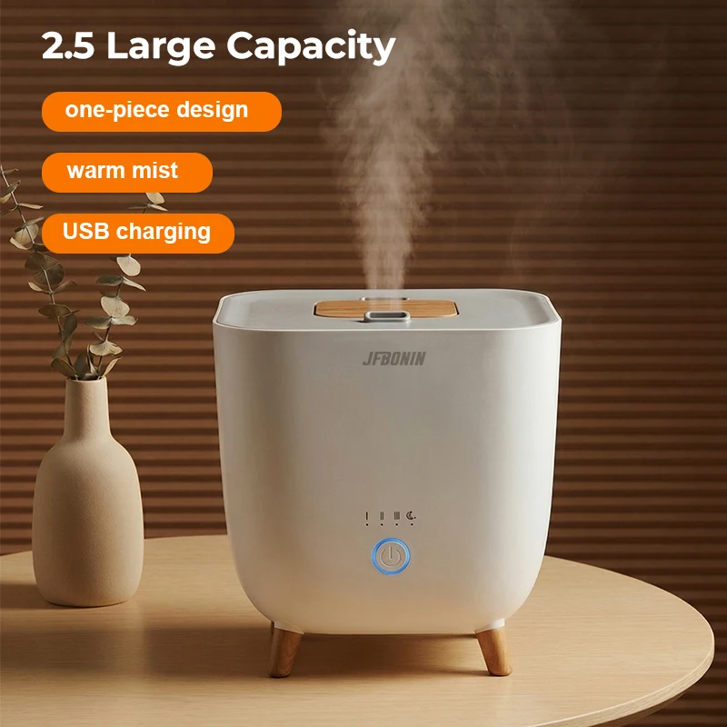 JFBONIN 2.5L ultrasonic wood grain humidifier is easy to clean, a companion for air conditioning, suitable for home and office