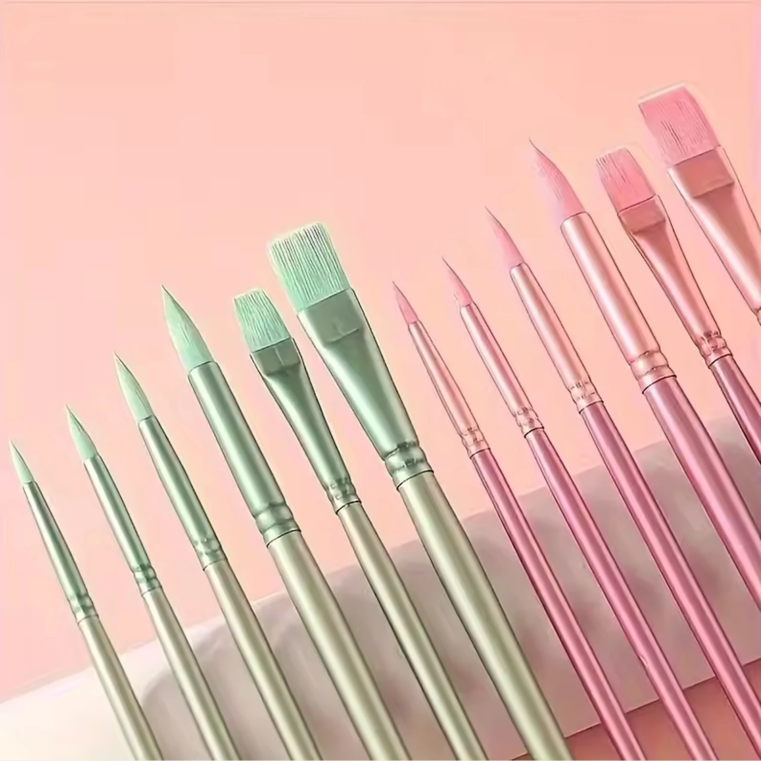 4/6Pcs Beginner Watercolor Brushes Pointed & Flat Round Head Soft Nylon Hair Student Hand Drawn Art Painting Tool Set