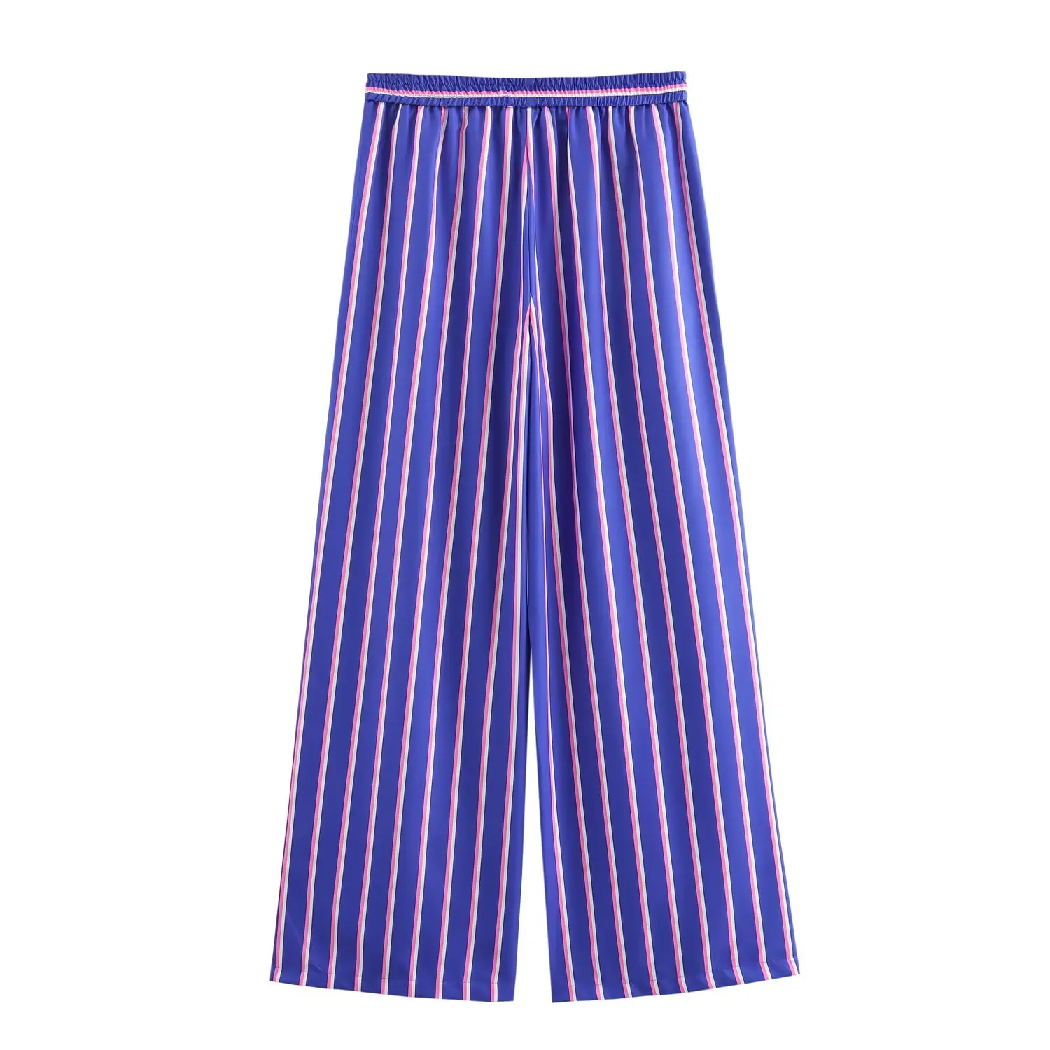 Pantalon droit rayé ample à taille élastique pour femmes, vêtements de Style européen et américain, nouvelle collection 2025