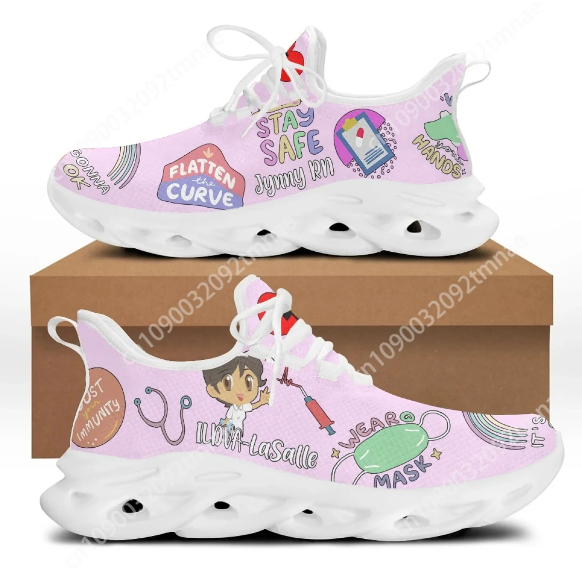 Custom  Casual Nurse Shoes Woman Catoon Medical Design Funny Fairy Girl Mesh Ladies Sneakers Female Footwear Zapatillas Mujer