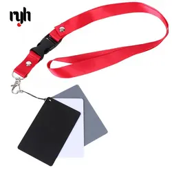 3in1 8.5x5.5cm 18% Digital Photography Exposure Color Gray/White/Black Balance Card Set with Strap For DSLR Camera White Balance