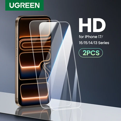 UGREEN 2 uds Protector de pantalla para iPhone 17 16 15 14 13 12 Pro Max vidrio templado para iPhone 16 Plus protectores de pantalla 15pro película