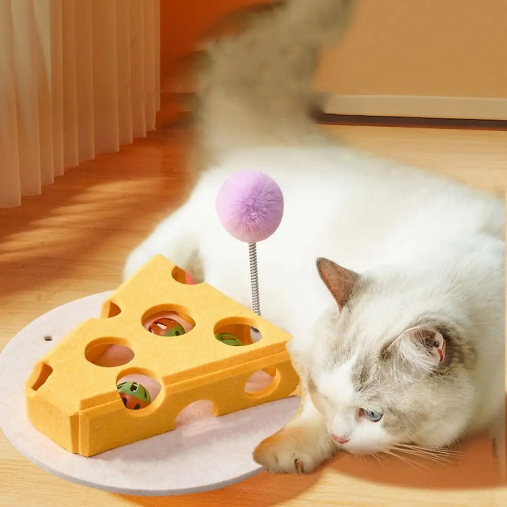 

Felt Cat Puzzle Toy Hollow Scratch Resistant Cat Claw Grinding Toys Interactive with Ball Cat Hole Digging Toy For Cats Kitten