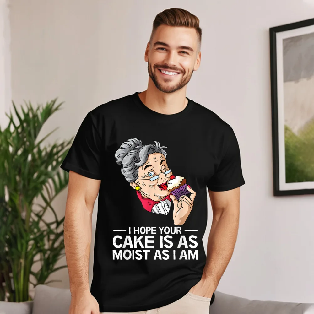 Loose Men T-shirts O Neck Short Sleeve Pure Cotton Funny I Hope Your Cake Tops Tees Design Tee Shirt