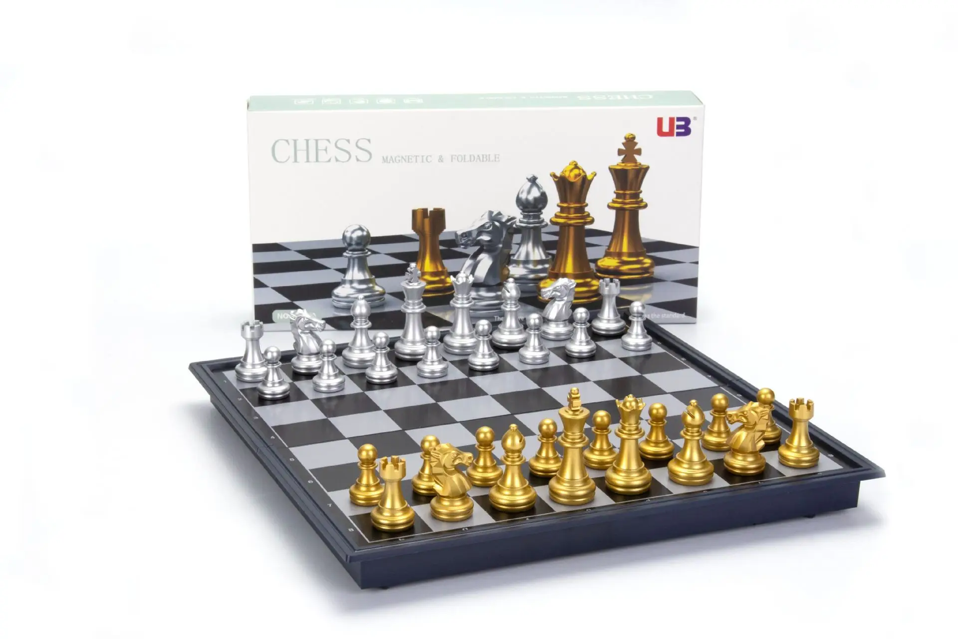 

Classic Folding Magnetic Chess Set With Chessboard 32 Pieces Gold Silver Portable Travel Games Chess For Adults Kid Toy