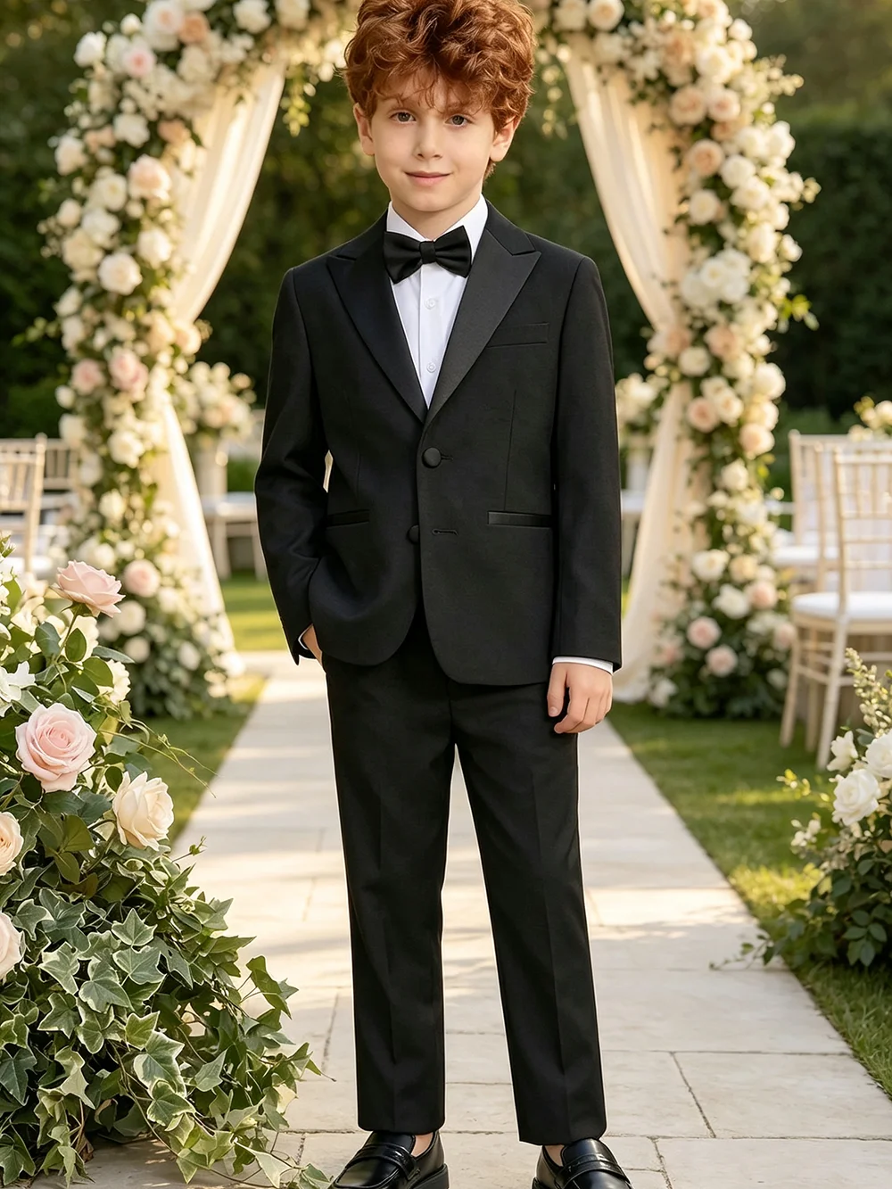 Black Single-Breasted 2-Piece Suit Jacket Trousers Casual Fashion Wedding Birthday Gift Party Performance Teens Suit Customized