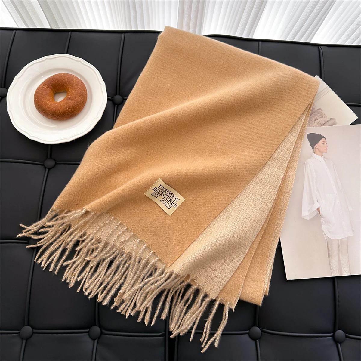 Luxury Brand Solid Print Winter Scarf Women Cashmere Warm Pashmina Foulard Female Scarves Long Blanket Thick Soft Shawls Wraps