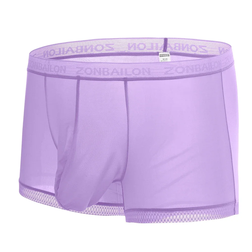 Jinshi Men's Ice Silk Cool Boxers Briefs Trunks Sexy See-Through Comfort Underwear For Men
