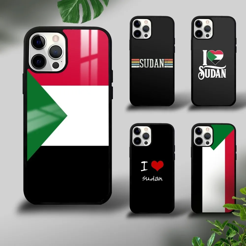 Flag Of Sudan Pattern Phone Case For IPhone 16 15 14 13 12 11 Pro Xs Max Mini Plus Celulares Hard Funda