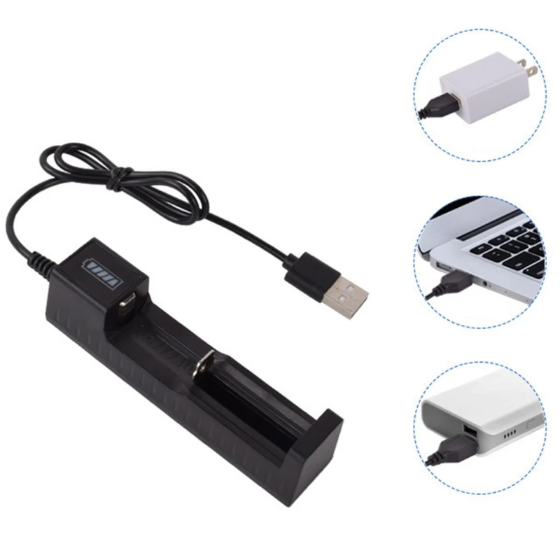 USB Charging Adapter with Light for 18650 Li-ion Batteries