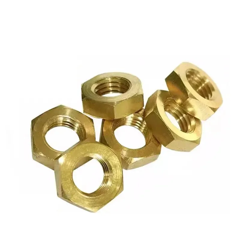 Brass Hexagon Jam Nuts M3-M30 Full Size Range Thin Castle Nuts Metric Hex Thin Nuts for Industrial Applications
