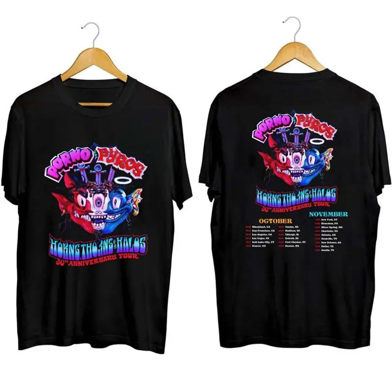 Porno for Pyros Band 30th Anniversary Tour Cotton Black All Size T Shirt 2 sided