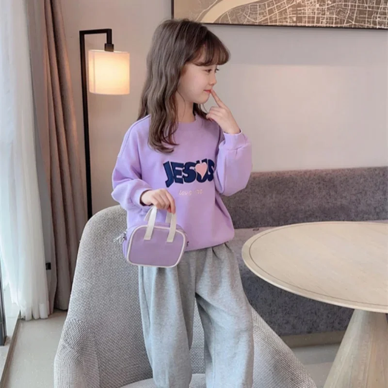 Hoodies Sweatshirts Girls Cotton Tops Overcoat Outwear 2025 Violet Winter Autumn Kids School Christmas Gift Children's Clothing