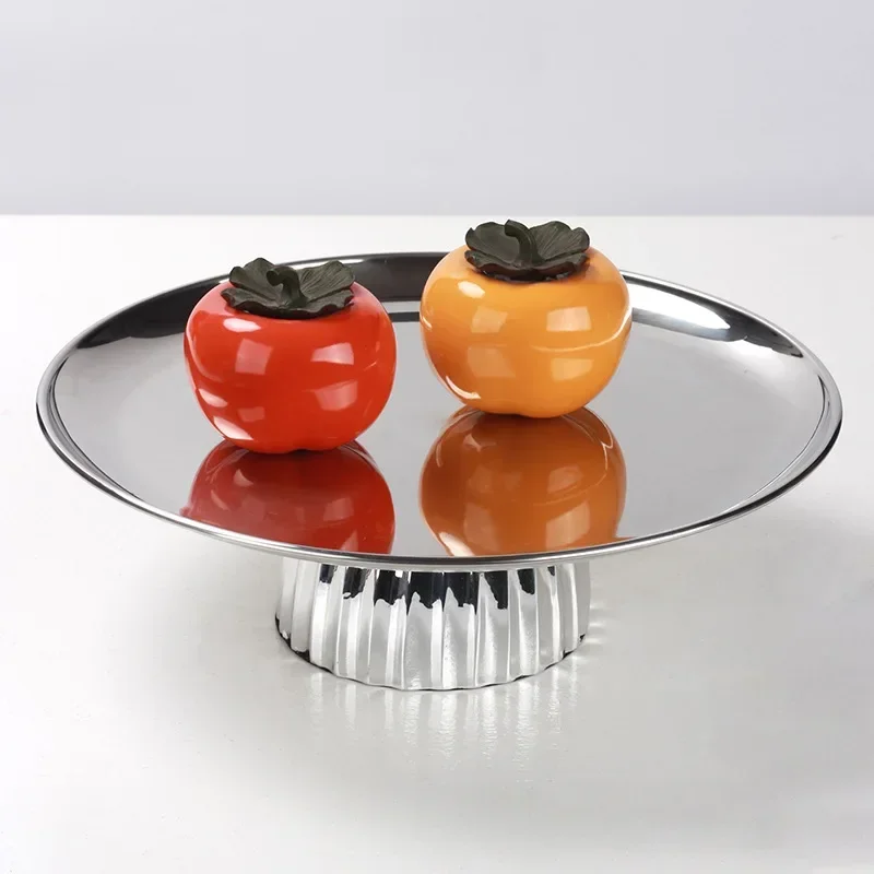 Luxury Metal Semi-circular Vertical Fruit Tray, Stainless Steel High Footed Snack Storage Tray, Dining Table Decoration Ornament