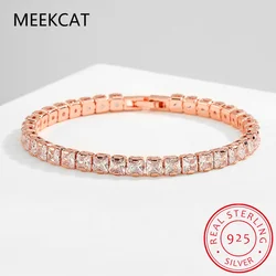 Real D Color Full 2/2.5/3/4/5/6.5mm Moissanite Tennis Bracelet For Women S925 Plated 18K Rose Gold Diamond Link Bracelets