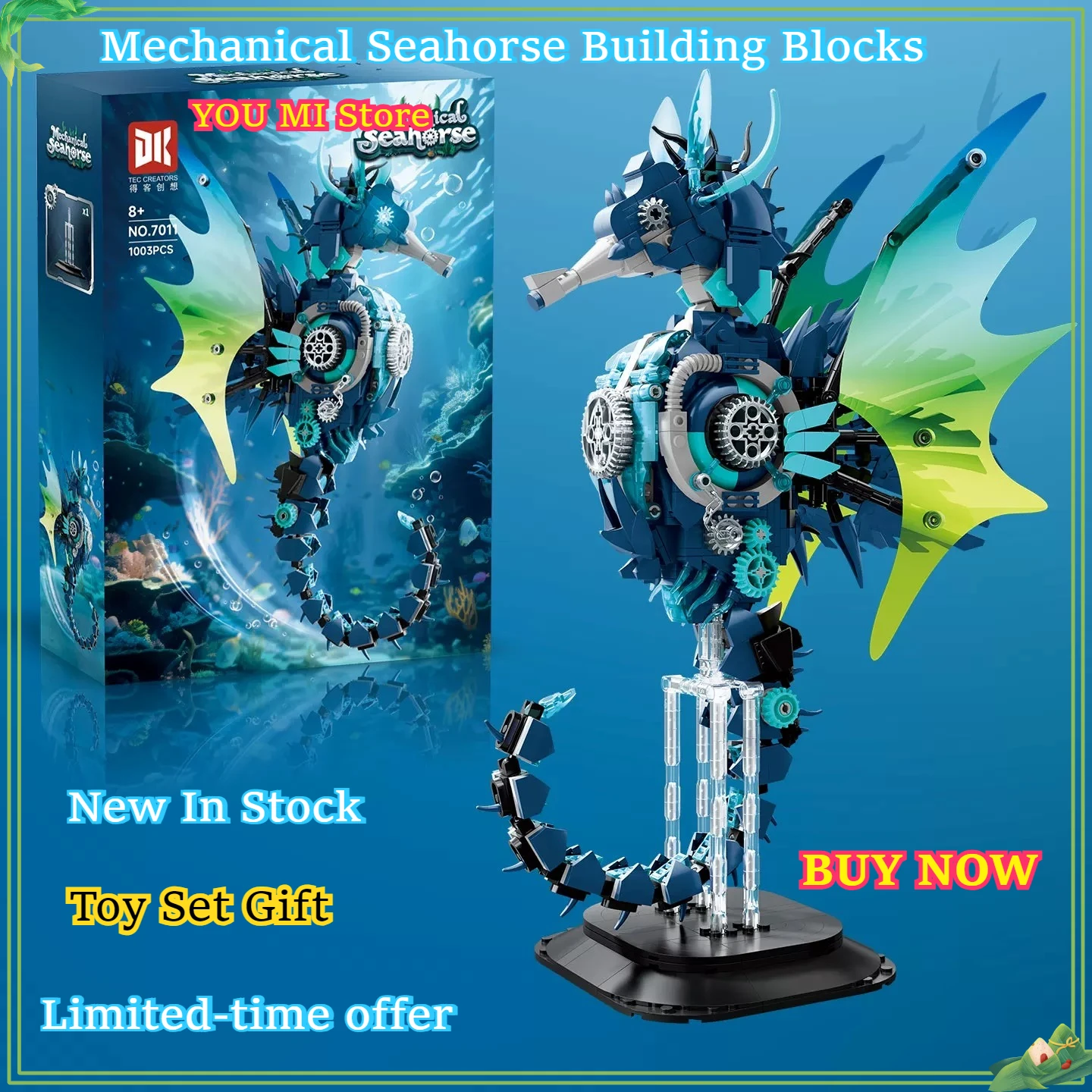 

В наличии1038MOC детские механические строительные блоки «Морской конек», модель сборки MOC, игрушки из строительных блоков, детские рождественские подарки