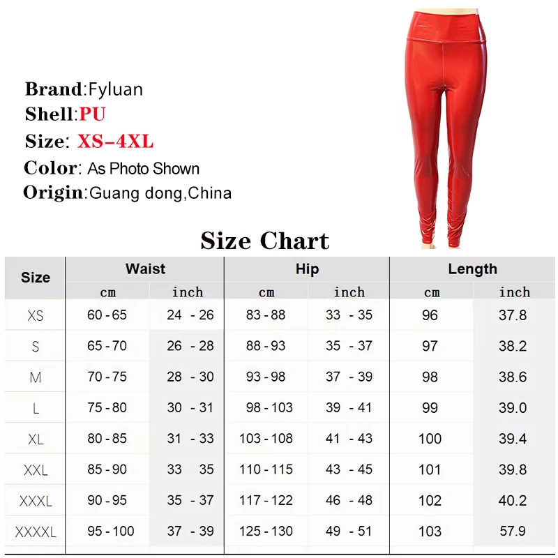 Rote Damen Leder knöchellange Leggings Gothic lange Hosen hohe Taille Hose Legins Punk Leggings elastische Hose Nachtclubwear