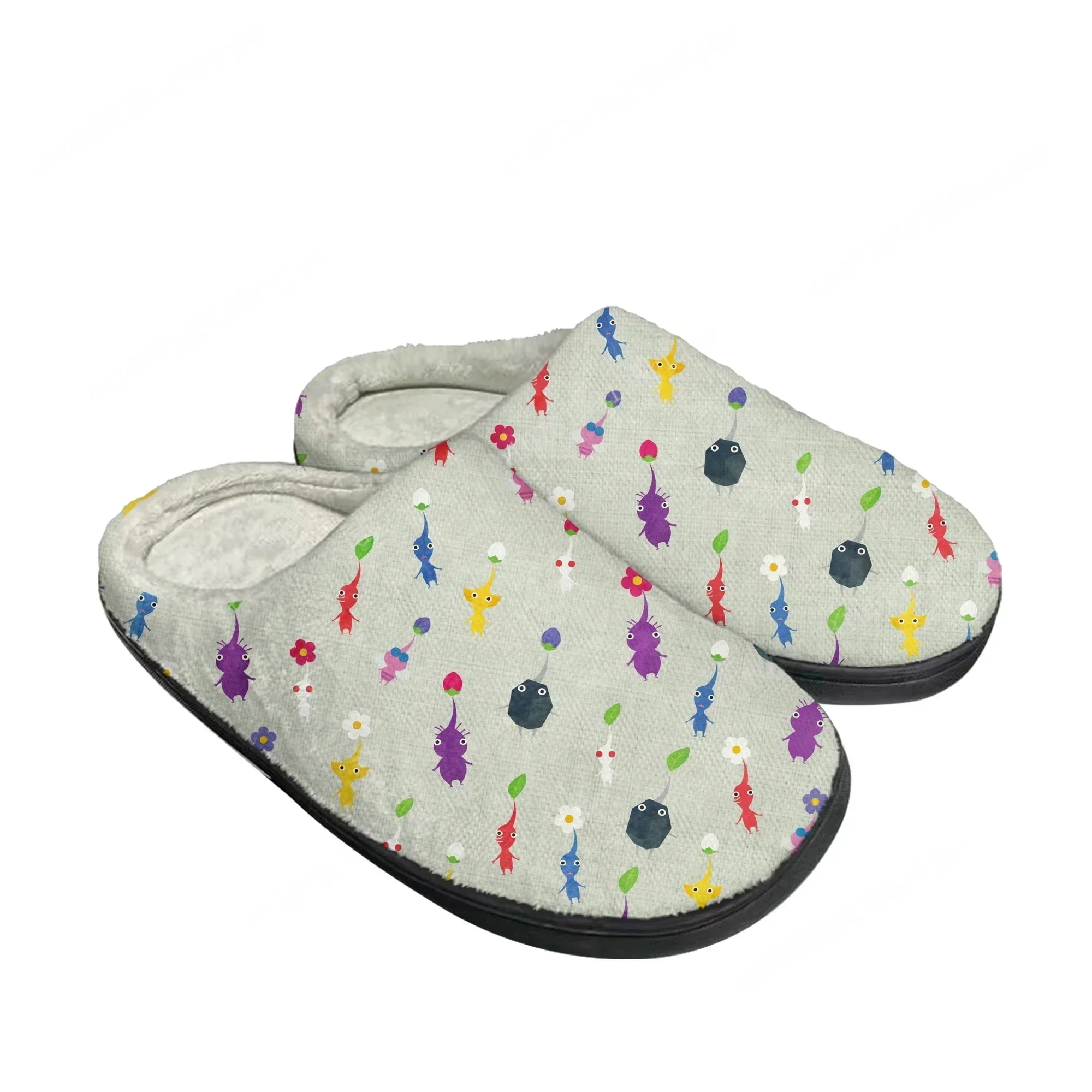 

Custom Pikmin Cotton Slippers Indoor Adult Spring Autumn Plush Warm Home Shoes for Men Women Teenager