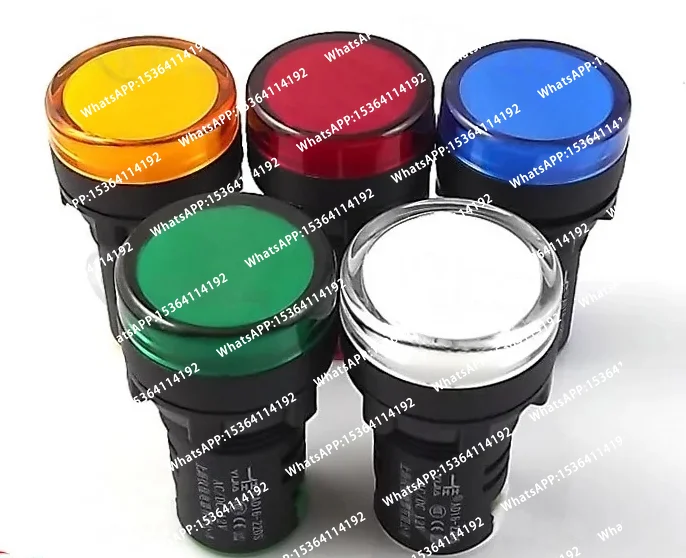 5pcs/lot 22mm AC/DC 220V Panel Led Signal Light Brightness Warterproof Indicator Indicating Lights Hole Size  AD16-22D/S