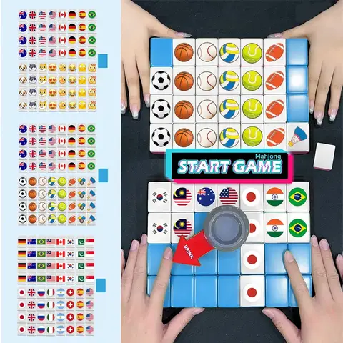 키즈 미니 TikTok 64+1 블록 해변 탈출 마작 게임 패턴 플래그 대 볼 휴식 시간 1 2 3 4 플레이어 퍼즐 게임 장난감 선물