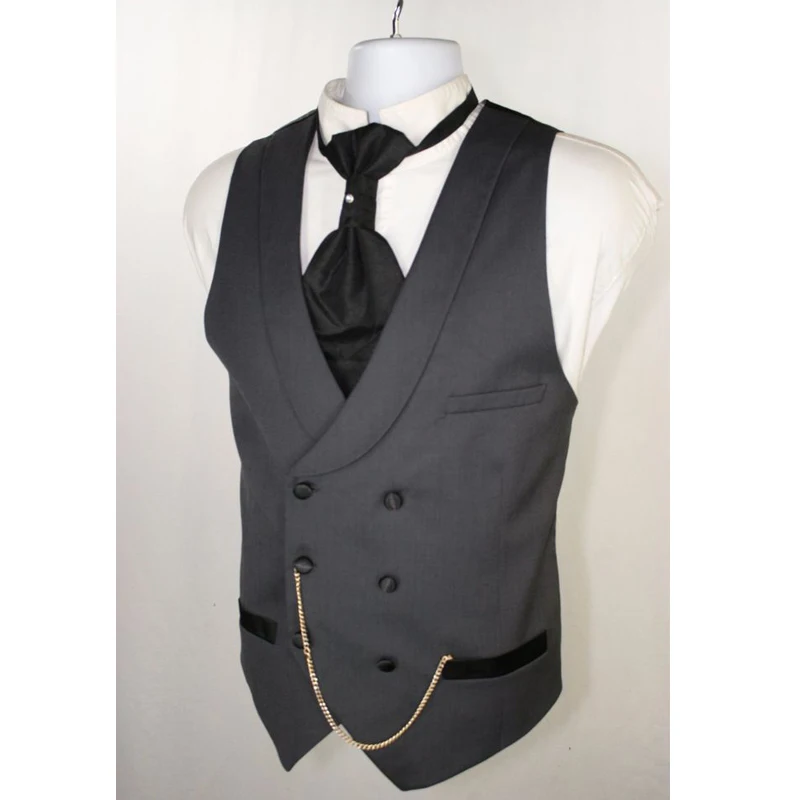 Double Breasted Vest for Men Suit Waistcoat with Shawl Lapel One Piece Dark Gray Man Suit Vests New Arrival Europe Size