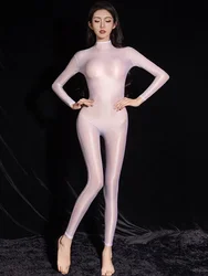 Ultrathin Transparent Women's Jumpsuit Sexy Backless Long Sleeves Bodysuit Club Role Play Tights High Elastic Clothing Leotard