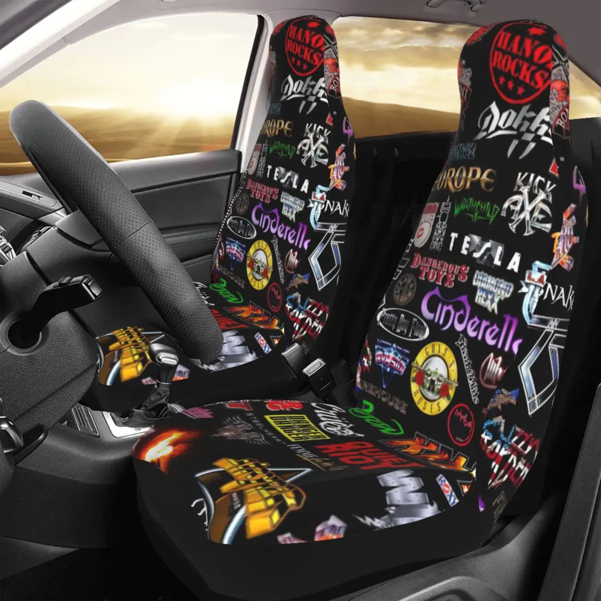 80s Gothic Rock Band Guitar Music Car Seat Cover Custom Printing Universal Front Protector Accessories Cushion Set