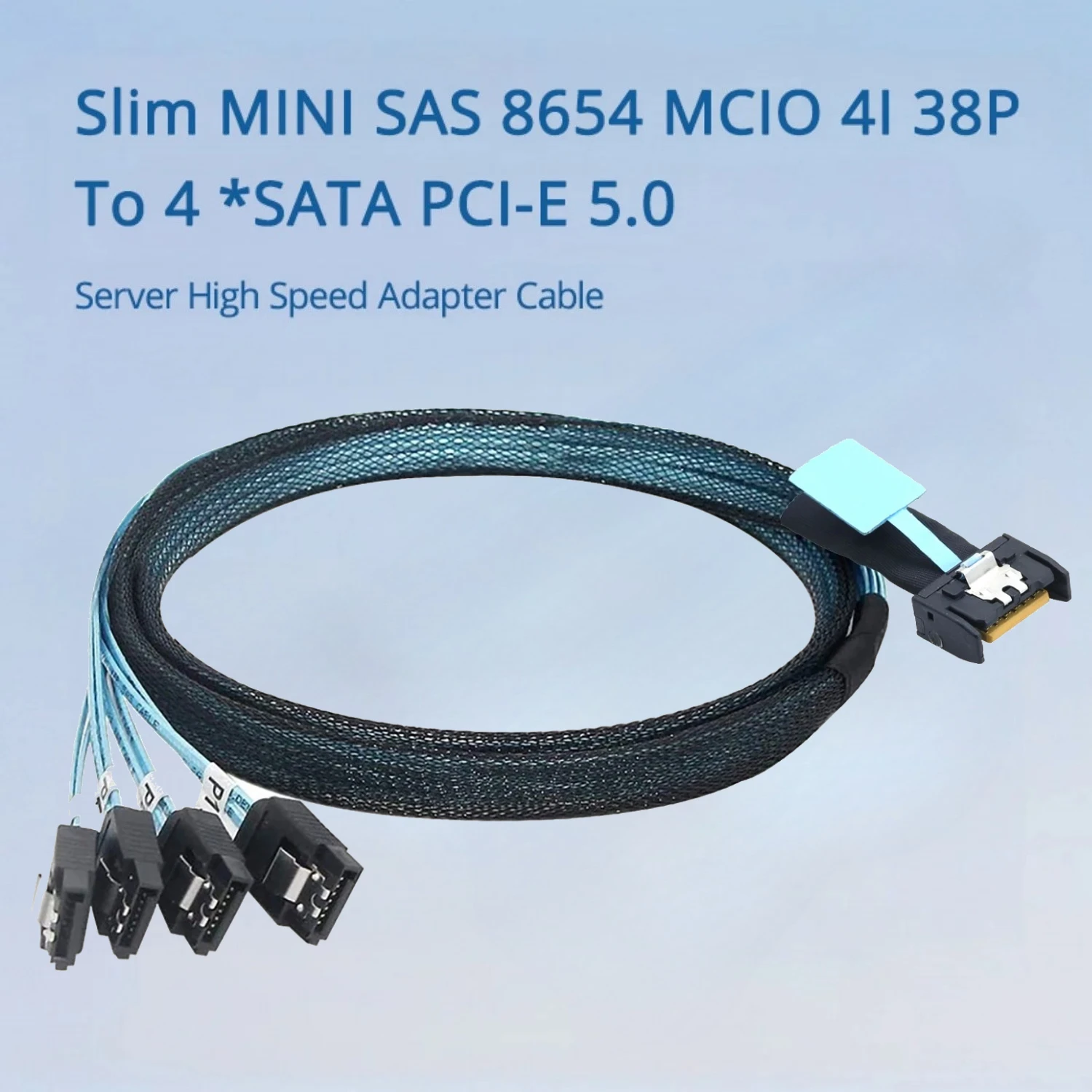 

Тонкий хост MINI SAS 8654 MCIO 4I 38P для 4*SATA PCI-E 5.0 Server Multi Lanes SAS Хост Высокоскоростной адаптер Внутренний кабель 0,5 м 0,8 м