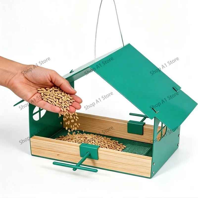 New Arrival Bird Feeder, Hanging Outdoor House Shaped Wrought Iron Bird Nest, Lazy Style Wild Bird Feeding Station