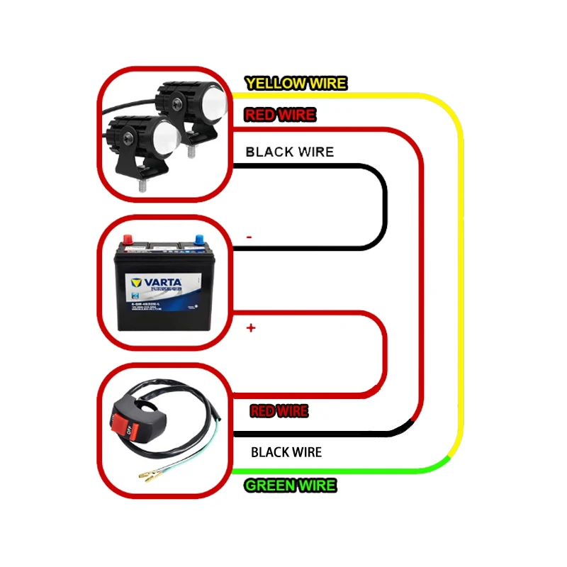 Motorcycle Spotlight Headlamp Led Two-Color Small Steel Gun Far And Near Integrated Waterproof Super Bright 12-80V