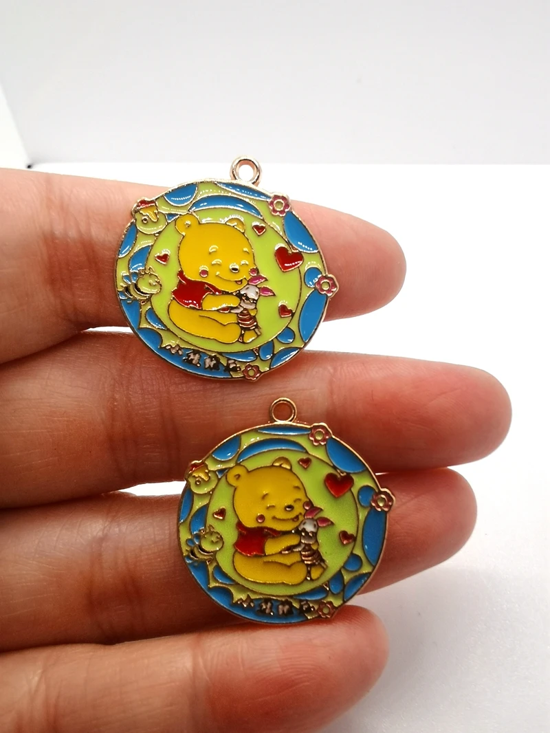 ديزني 10 قطع الدب المعادن المينا سحر الأقراط DIY مفتاح سلسلة قلادة قلادة سوار مجوهرات النتائج اليدوية هدية #1