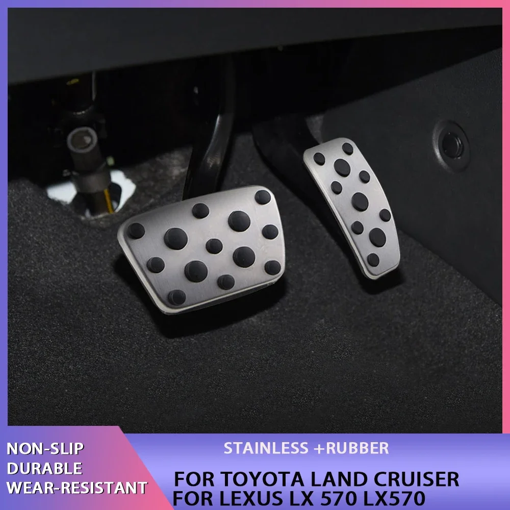 Stainless Steel AT Car Pedal Accelerator Brake Pedal Cover for Toyota Land Cruiser 200 LC200 for Lexus LX 570 LX570 Accessories