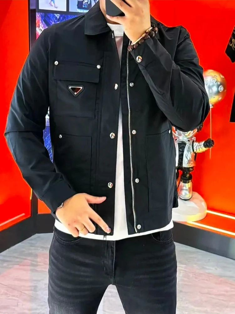 

High Quali Faionable Men's Casual Sle Collared Jaet Outerwear Spring Autumn New Arrival Cool Busin European Sle