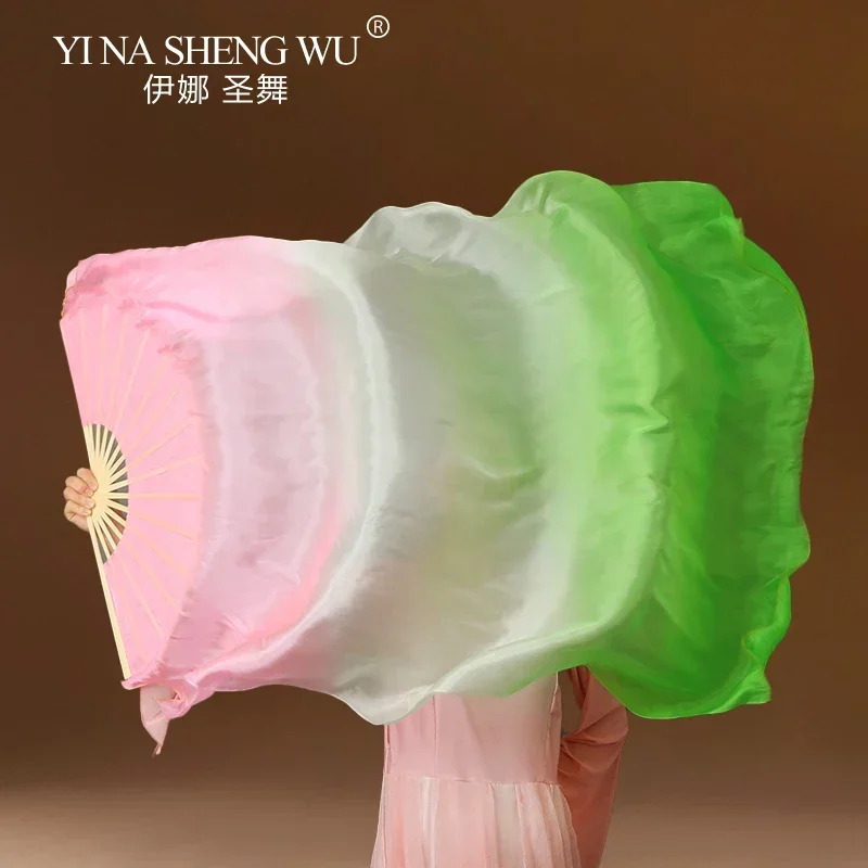 1 éventail de danse du ventre professionnel, 100% soie pure, coloré, accessoires de spectacle de scène pour femmes